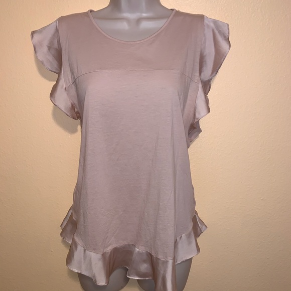 J. Crew Tops - J. Crew Flutter Sleeve Ruffle Top Blush Pink L